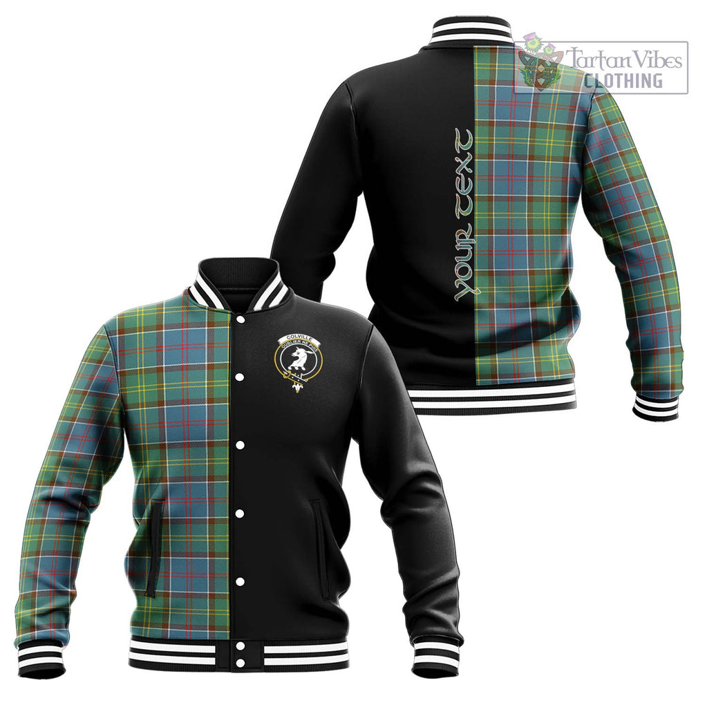 Colville Tartan Baseball Jacket with Family Crest and Half Of Me Style Unisex - Tartanvibesclothing Shop