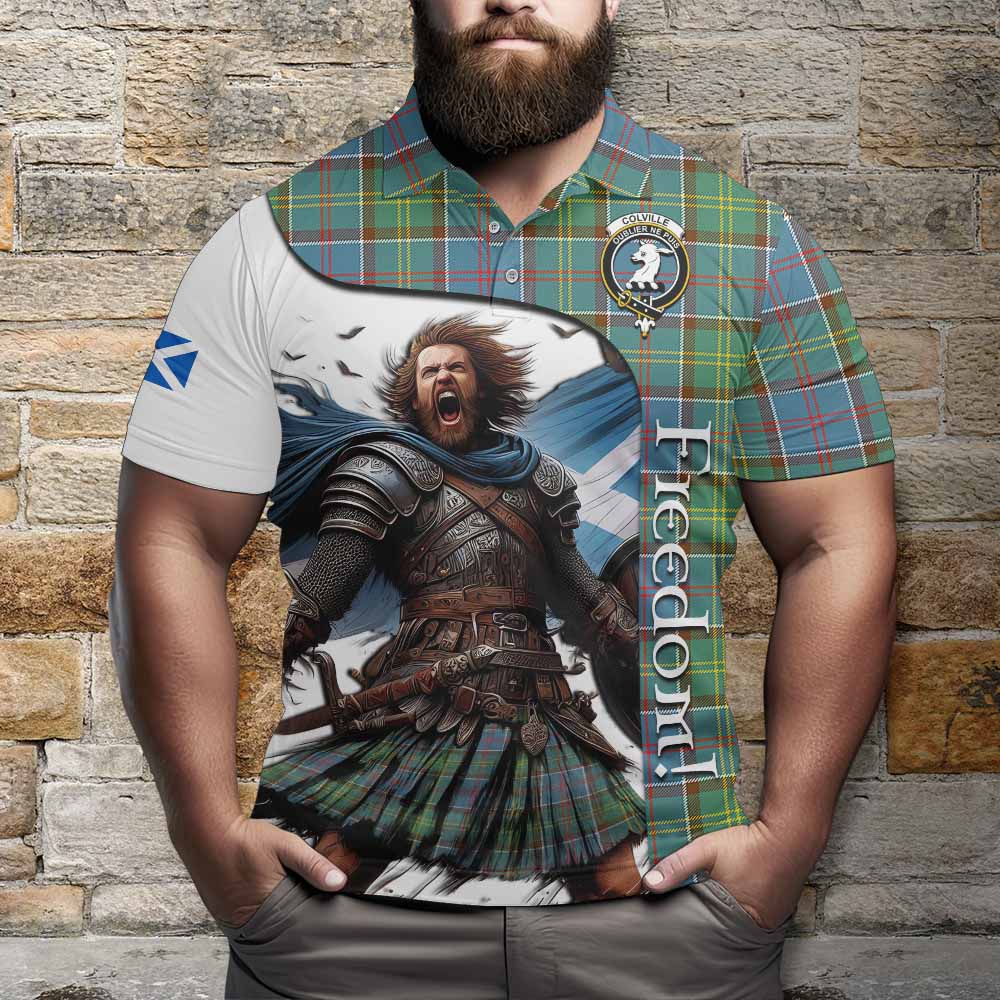 Tartan Vibes Clothing Colville Crest Tartan Polo Shirt Inspired by the Freedom of Scottish Warrior