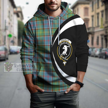 Colville Tartan Hoodie with Family Crest Circle Style