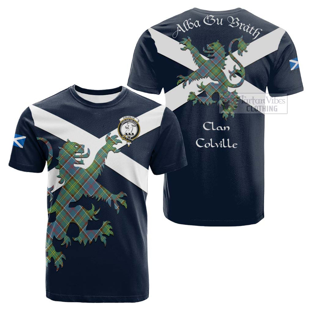 Tartan Vibes Clothing Colville Tartan Lion Rampant Cotton T-shirt – Proudly Display Your Heritage with Alba Gu Brath and Clan Name