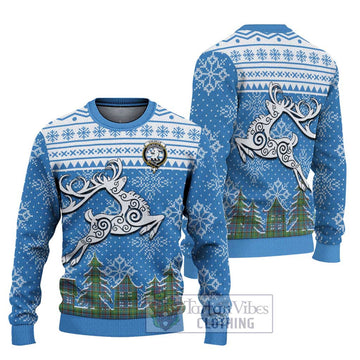 Colville Clan Christmas Ugly Sweater with Tartan and Celtic Reindeer Style