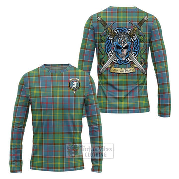 Colville Tartan Long Sleeve T-Shirt with Family Crest Celtic Skull Style