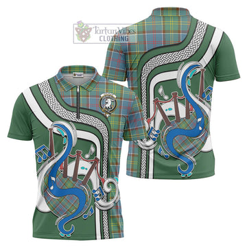 Colville Tartan Zipper Polo Shirt with Epic Bagpipe Style