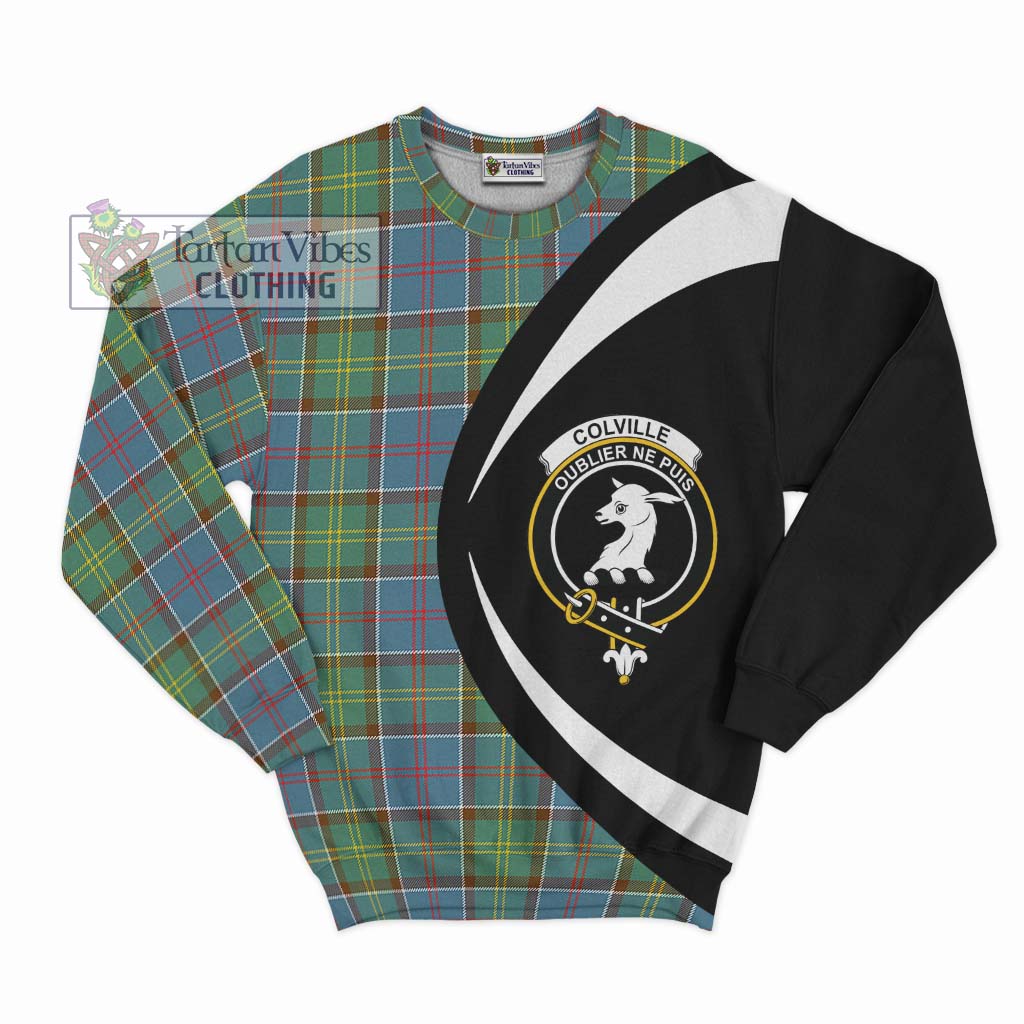 Colville Tartan Sweatshirt with Family Crest Circle Style Unisex - Tartan Vibes Clothing