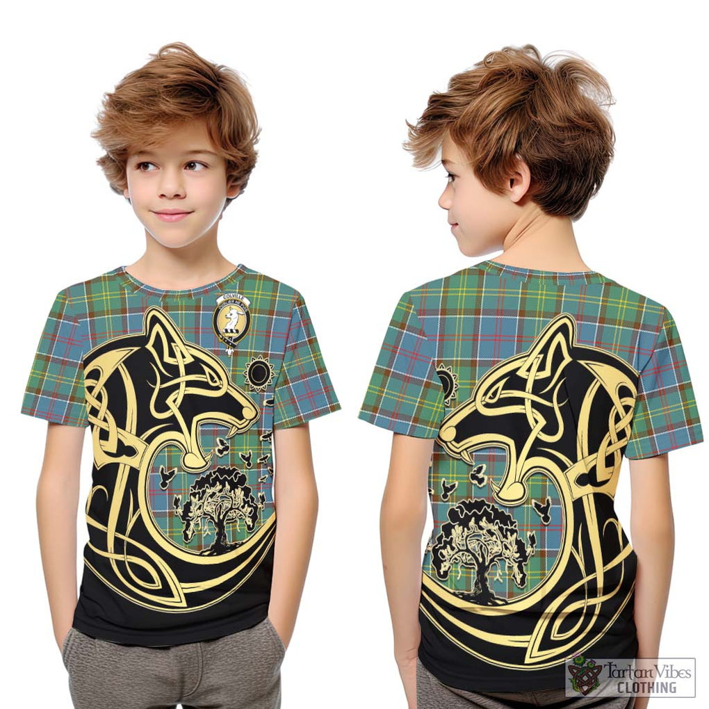 Colville Tartan Kid T-Shirt with Family Crest Celtic Wolf Style Youth XL Size14 - Tartan Vibes Clothing