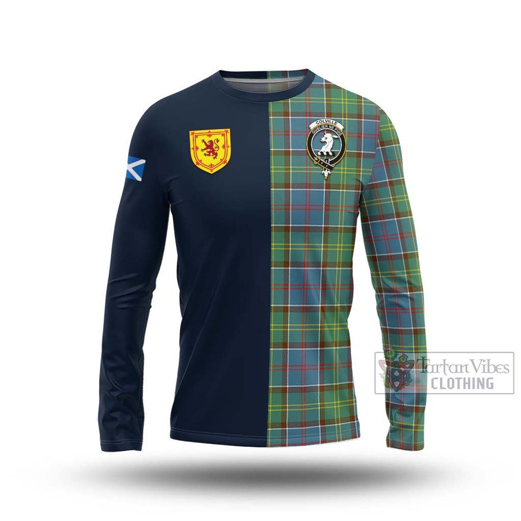 Tartan Vibes Clothing Colville Tartan Long Sleeve T-Shirt with Scottish Lion Royal Arm Half Style