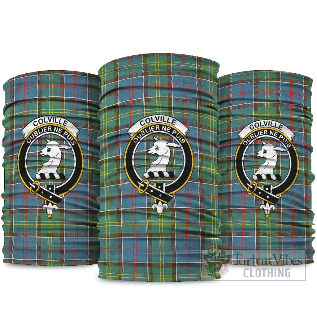 Colville Tartan Neck Gaiters, Tartan Bandanas, Tartan Head Band with Family Crest