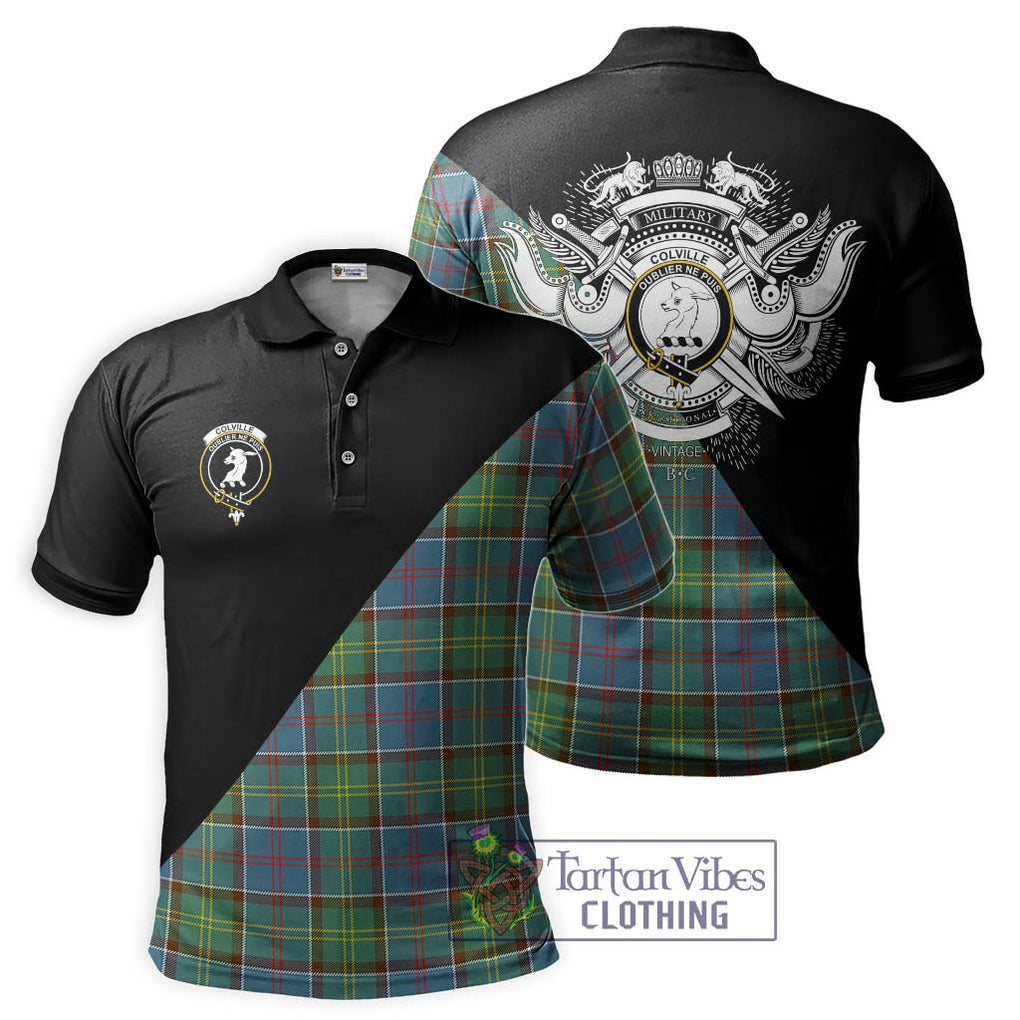 Colville Tartan Polo Shirt with Family Crest and Military Logo Style Kid - Tartanvibesclothing Shop