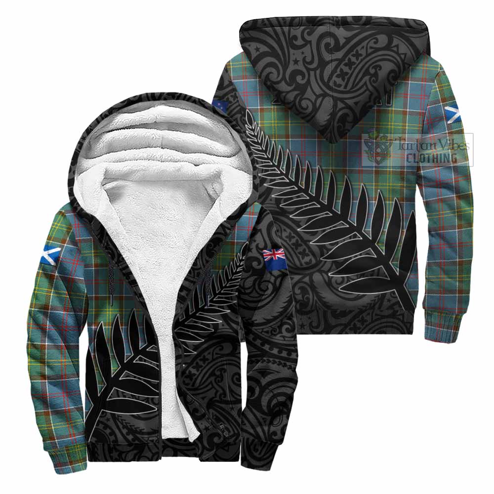 Tartan Vibes Clothing Colville Crest Tartan Sherpa Hoodie with New Zealand Silver Fern Half Style