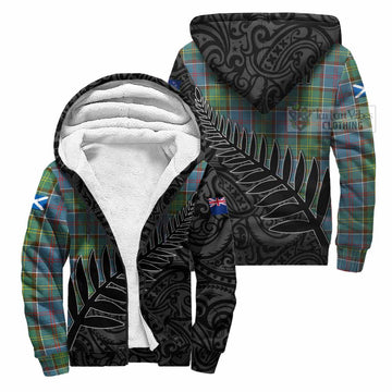 Colville Crest Tartan Sherpa Hoodie with New Zealand Silver Fern Half Style