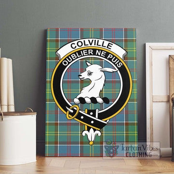 Colville Tartan Canvas Print Wall Art with Family Crest