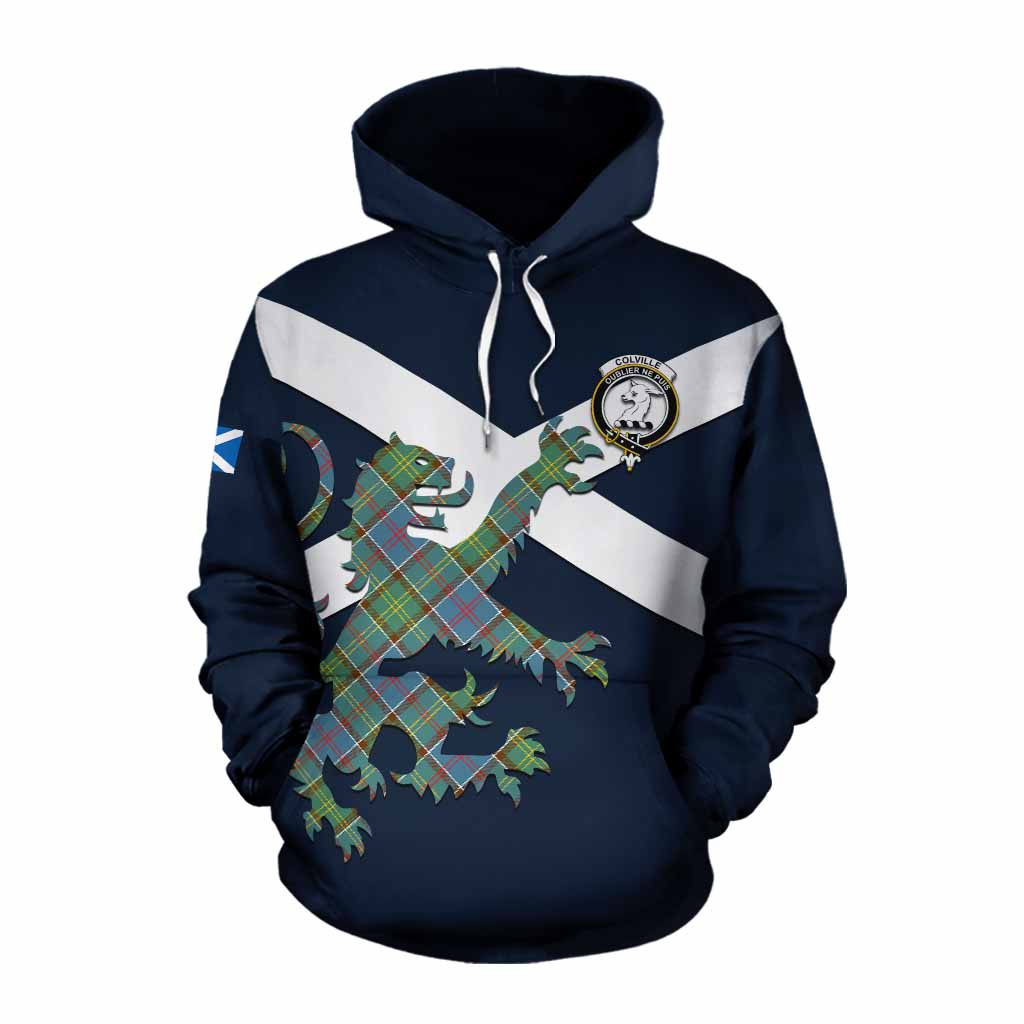 Tartan Vibes Clothing Colville Tartan Lion Rampant Cotton Hoodie Proudly Display Your Heritage with Alba Gu Brath and Clan Name