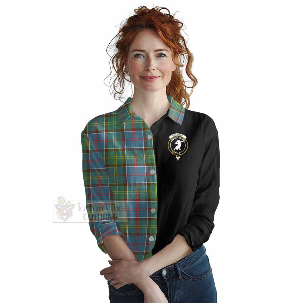 Tartan Vibes Clothing Colville Tartan Women's Casual Shirt with Family Crest and Half Of Me Style