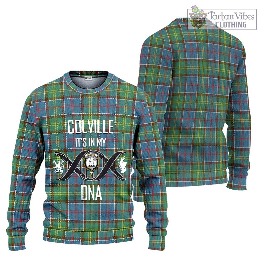 Colville Tartan Knitted Sweater with Family Crest DNA In Me Style Unisex - Tartanvibesclothing Shop