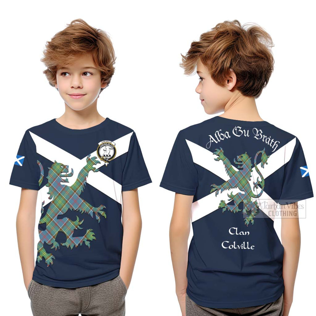 Tartan Vibes Clothing Colville Tartan Lion Rampant Kid T-Shirt – Proudly Display Your Heritage with Alba Gu Brath and Clan Name