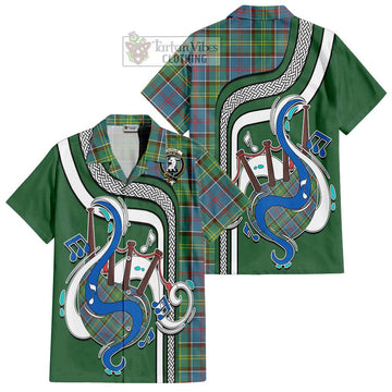 Colville Tartan Short Sleeve Button Shirt with Epic Bagpipe Style