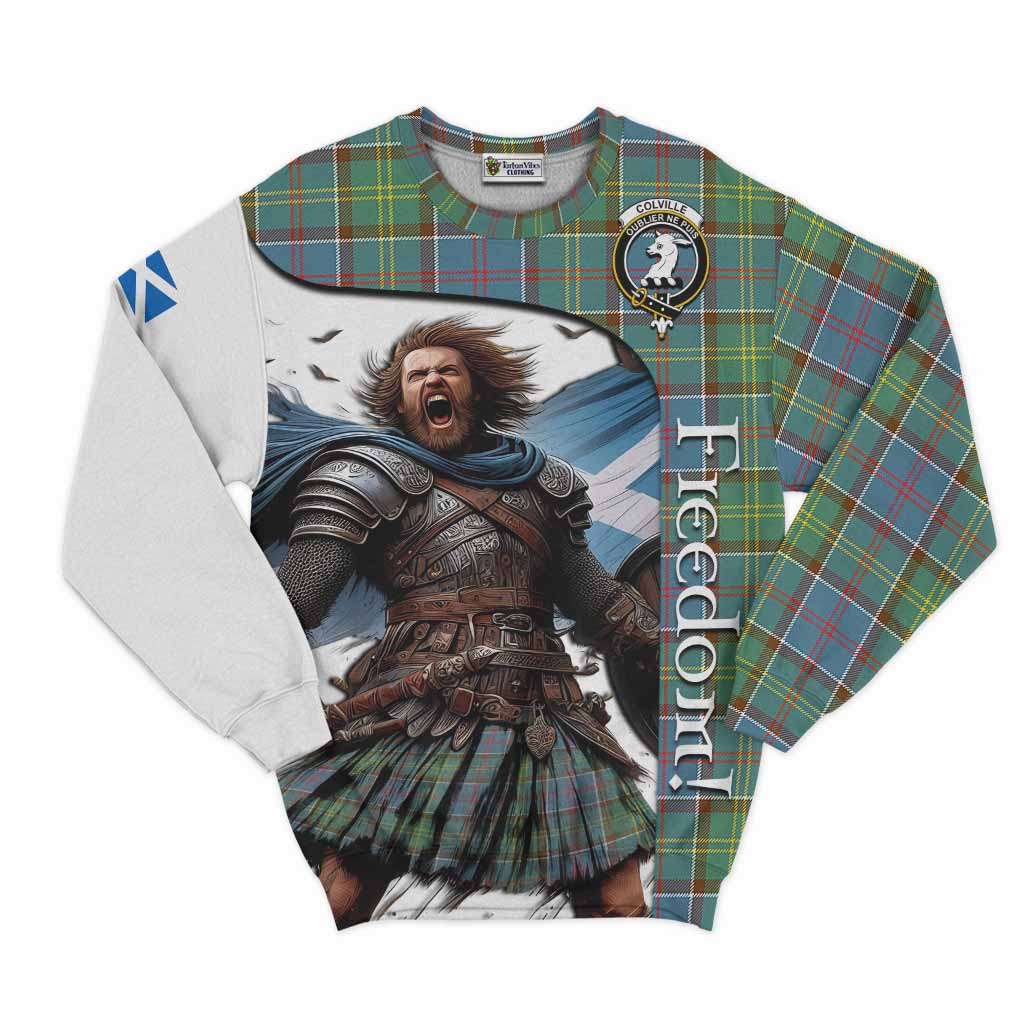 Tartan Vibes Clothing Colville Crest Tartan Sweatshirt Inspired by the Freedom of Scottish Warrior