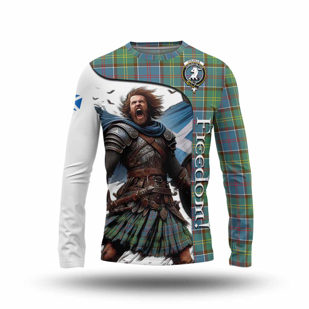 Tartan Vibes Clothing Colville Crest Tartan Long Sleeve T-Shirt Inspired by the Freedom of Scottish Warrior