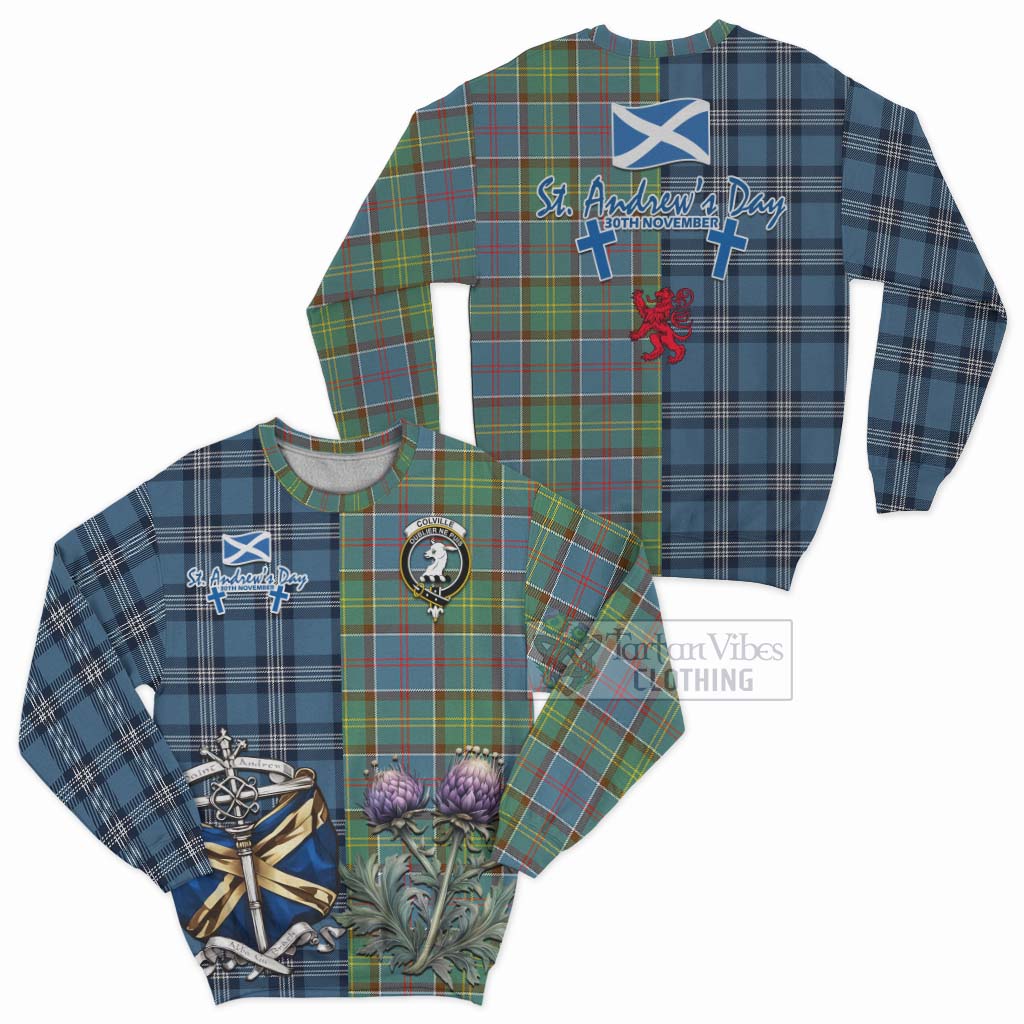 Tartan Vibes Clothing Colville Tartan Sweatshirt Happy St. Andrew's Day Half Tartan Style