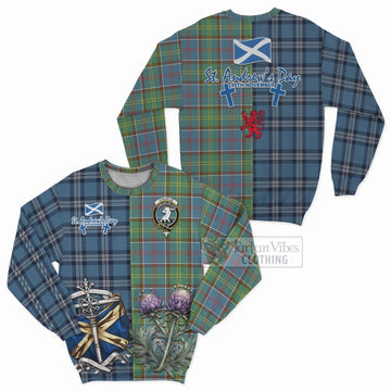 Colville Tartan Sweatshirt Happy St. Andrew's Day Half Tartan Style