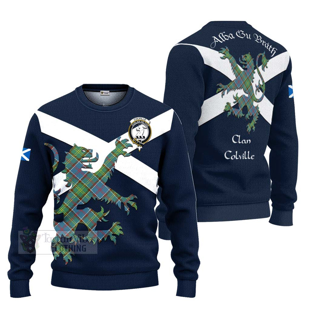 Tartan Vibes Clothing Colville Tartan Lion Rampant Knitted Sweater – Proudly Display Your Heritage with Alba Gu Brath and Clan Name