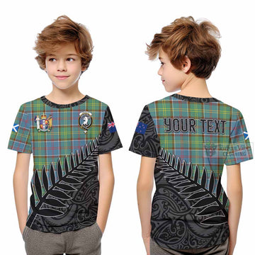 Colville Crest Tartan Kid T-Shirt with New Zealand Silver Fern Half Style