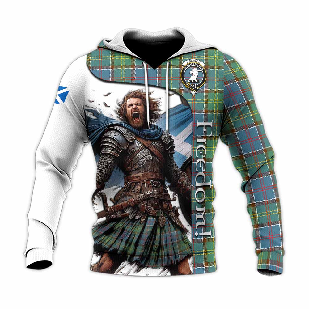 Tartan Vibes Clothing Colville Crest Tartan Knitted Hoodie Inspired by the Freedom of Scottish Warrior