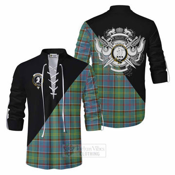 Colville Tartan Ghillie Kilt Shirt with Family Crest and Military Logo Style