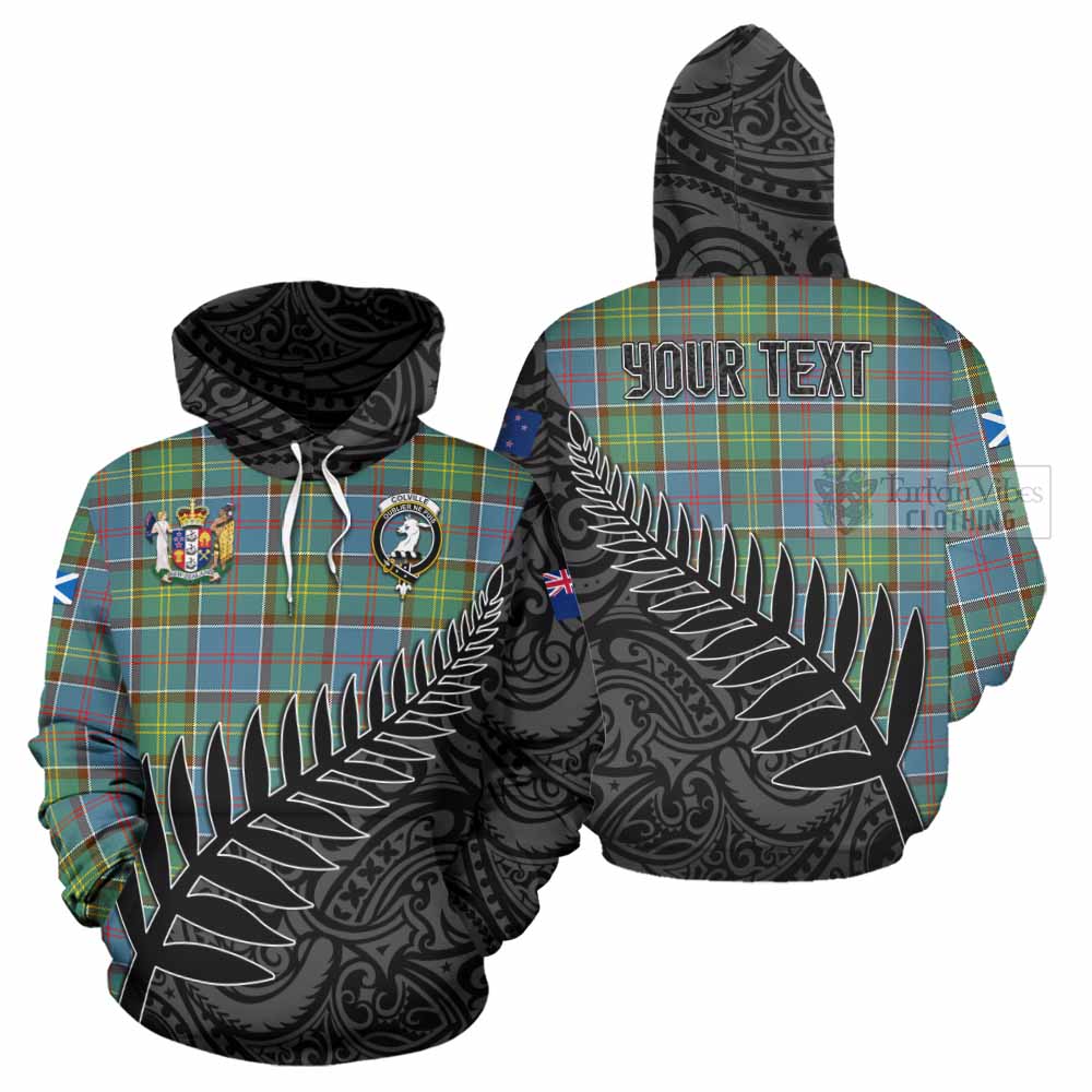 Tartan Vibes Clothing Colville Crest Tartan Hoodie with New Zealand Silver Fern Half Style