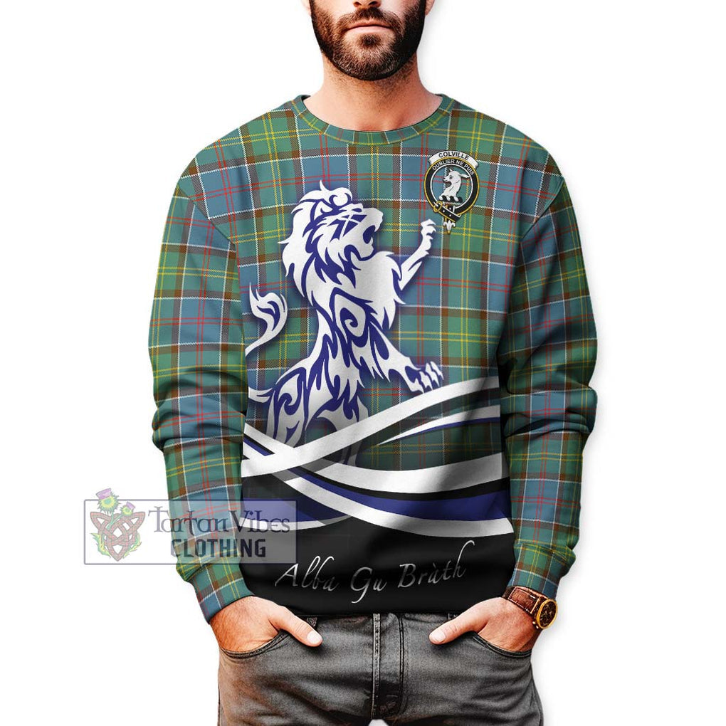 Colville Tartan Sweatshirt with Alba Gu Brath Regal Lion Emblem Unisex - Tartanvibesclothing Shop