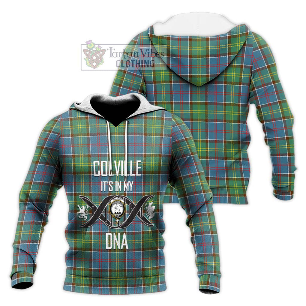 Colville Tartan Knitted Hoodie with Family Crest DNA In Me Style Unisex Knitted Pullover Hoodie - Tartanvibesclothing Shop