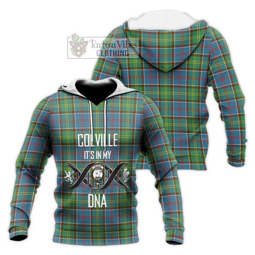 Colville Tartan Knitted Hoodie with Family Crest DNA In Me Style