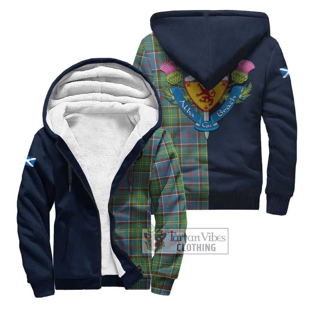 Tartan Vibes Clothing Colville Tartan Sherpa Hoodie with Scottish Lion Royal Arm Half Style