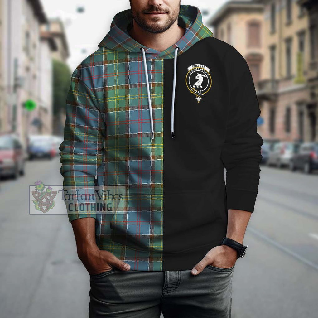 Colville Tartan Hoodie with Family Crest and Half Of Me Style Zip Hoodie - Tartanvibesclothing Shop