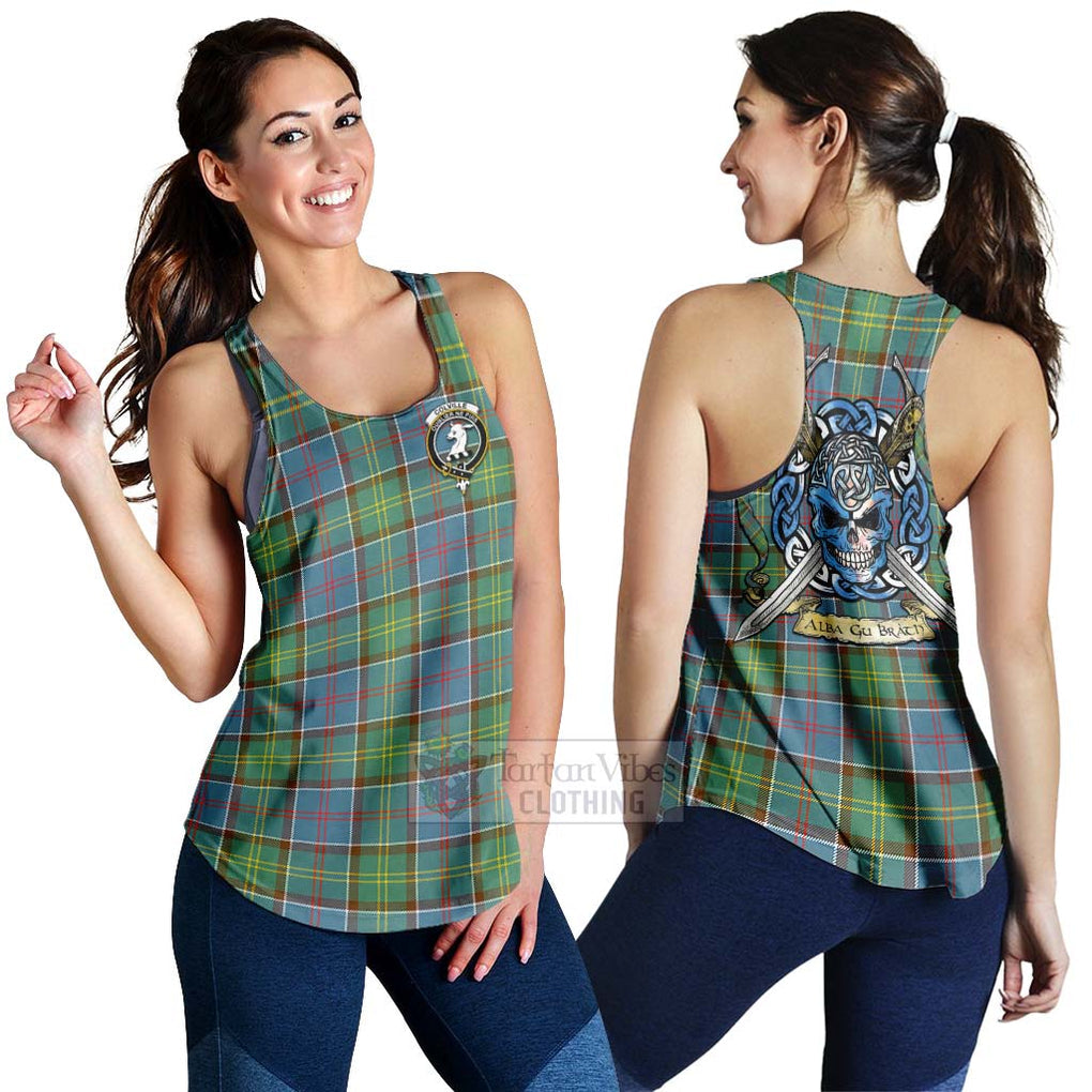 Tartan Vibes Clothing Colville Tartan Women's Racerback Tanks with Family Crest Celtic Skull Style