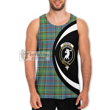 Colville Tartan Men's Tank Top with Family Crest Circle Style