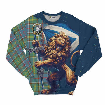 Colville Tartan Family Crest Sweatshirt with Scottish Majestic Lion