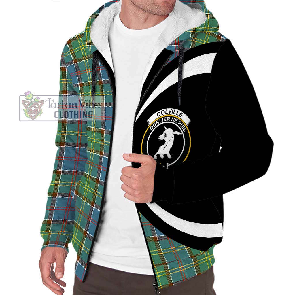 Colville Tartan Sherpa Hoodie with Family Crest Circle Style Unisex S - Tartan Vibes Clothing