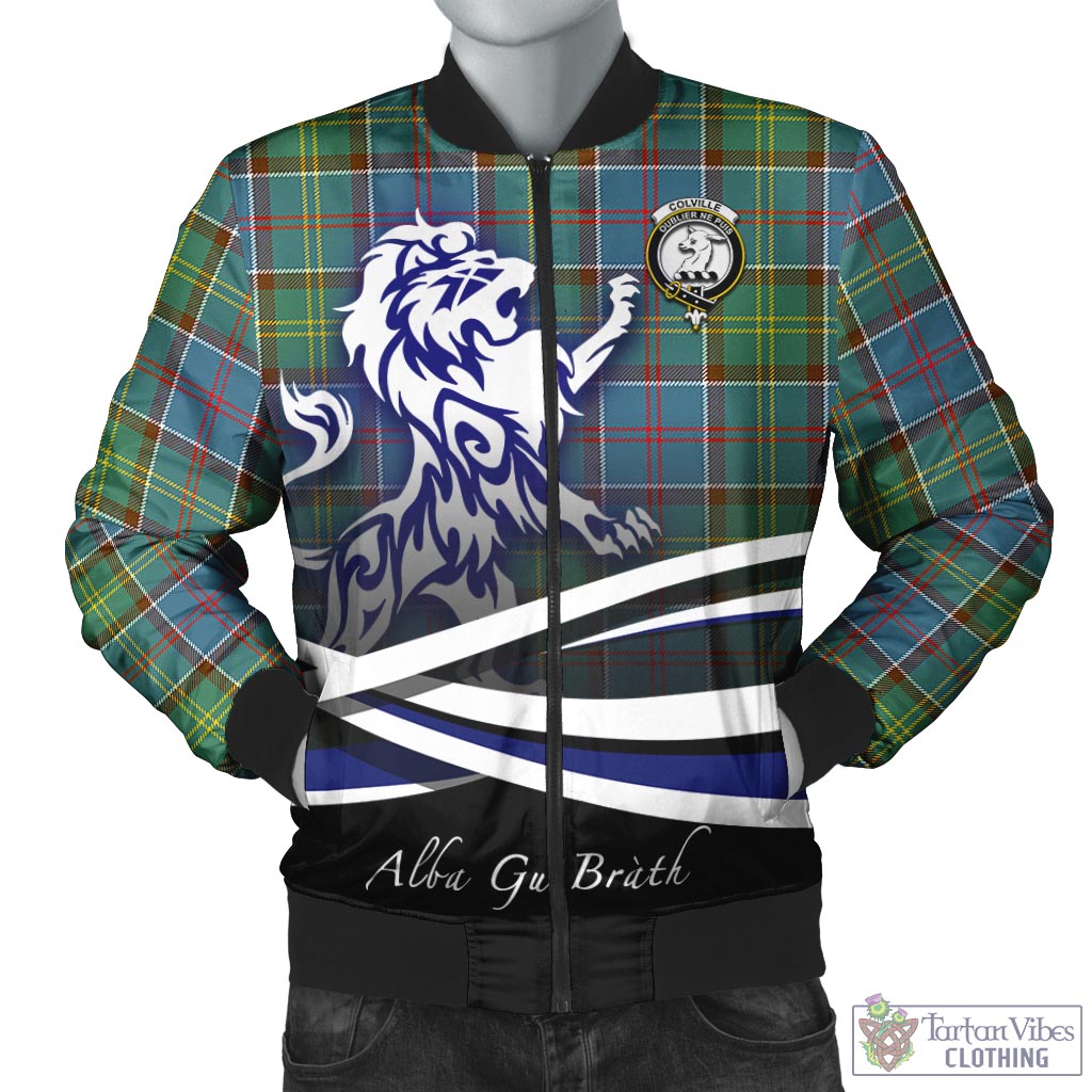 Tartan Vibes Clothing Colville Tartan Bomber Jacket with Alba Gu Brath Regal Lion Emblem