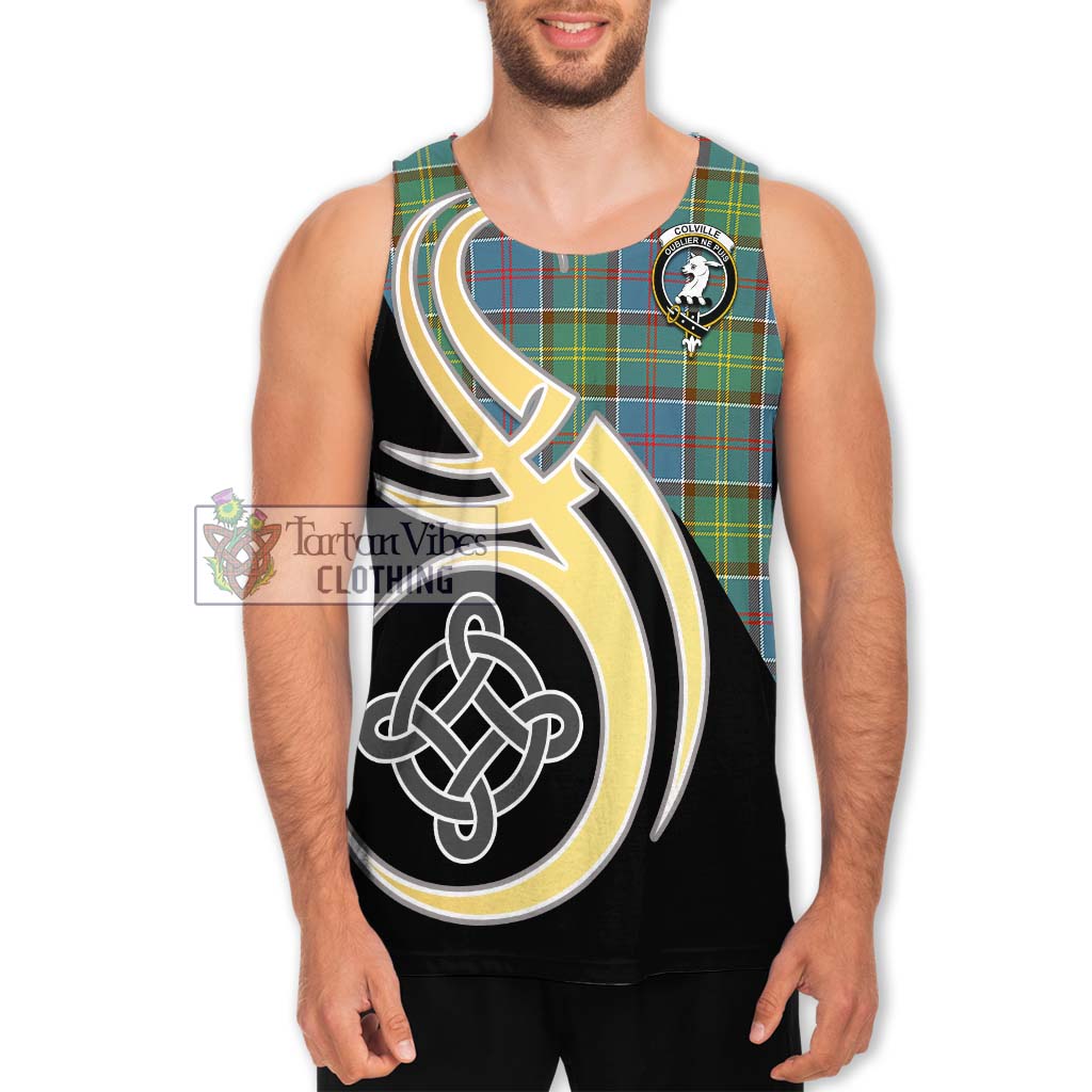 Colville Tartan Men's Tank Top with Family Crest and Celtic Symbol Style Men - Tartan Vibes Clothing