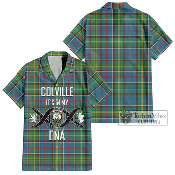 Colville Tartan Short Sleeve Button Shirt with Family Crest DNA In Me Style