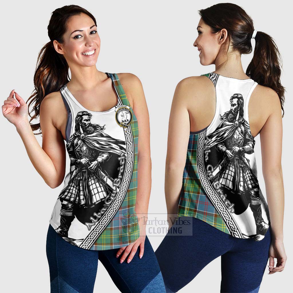 Tartan Vibes Clothing Colville Tartan Clan Crest Women's Racerback Tanks with Highlander Warrior Celtic Style