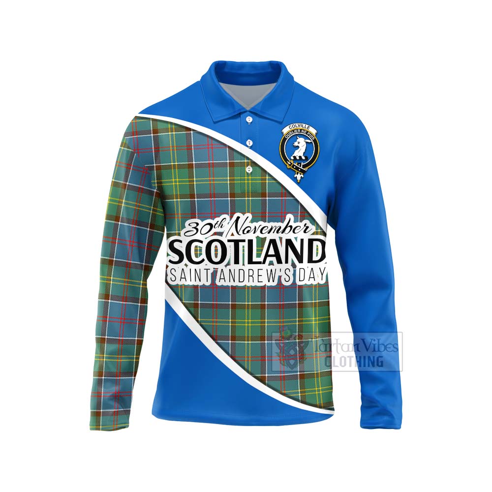 Tartan Vibes Clothing Colville Family Crest Tartan Long Sleeve Polo Shirt Celebrate Saint Andrew's Day in Style