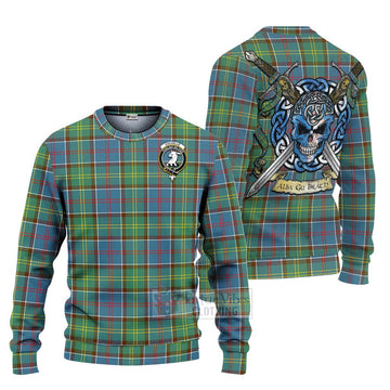 Colville Tartan Ugly Sweater with Family Crest Celtic Skull Style