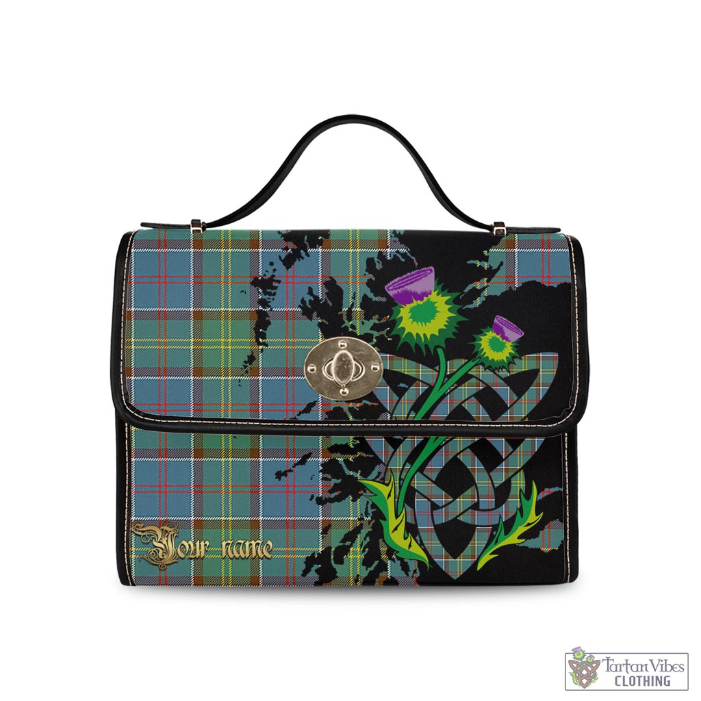 Tartan Vibes Clothing Colville Tartan Waterproof Canvas Bag with Scotland Map and Thistle Celtic Accents