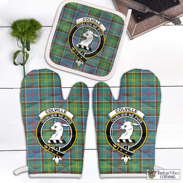 Colville Tartan Combo Oven Mitt & Pot-Holder with Family Crest