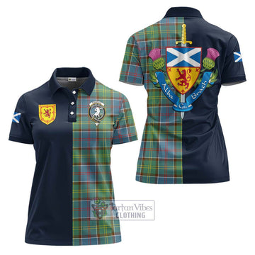 Colville Tartan Women's Polo Shirt Alba with Scottish Lion Royal Arm Half Style