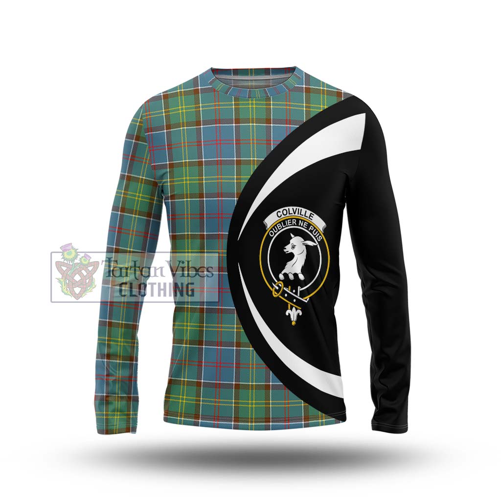 Colville Tartan Long Sleeve T-Shirt with Family Crest Circle Style Unisex - Tartan Vibes Clothing