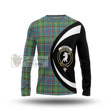 Colville Tartan Long Sleeve T-Shirt with Family Crest Circle Style