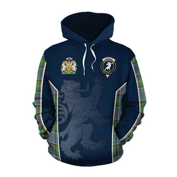 Colville Tartan Cotton Hoodie with Family Crest and Lion Rampant Vibes Sport Style